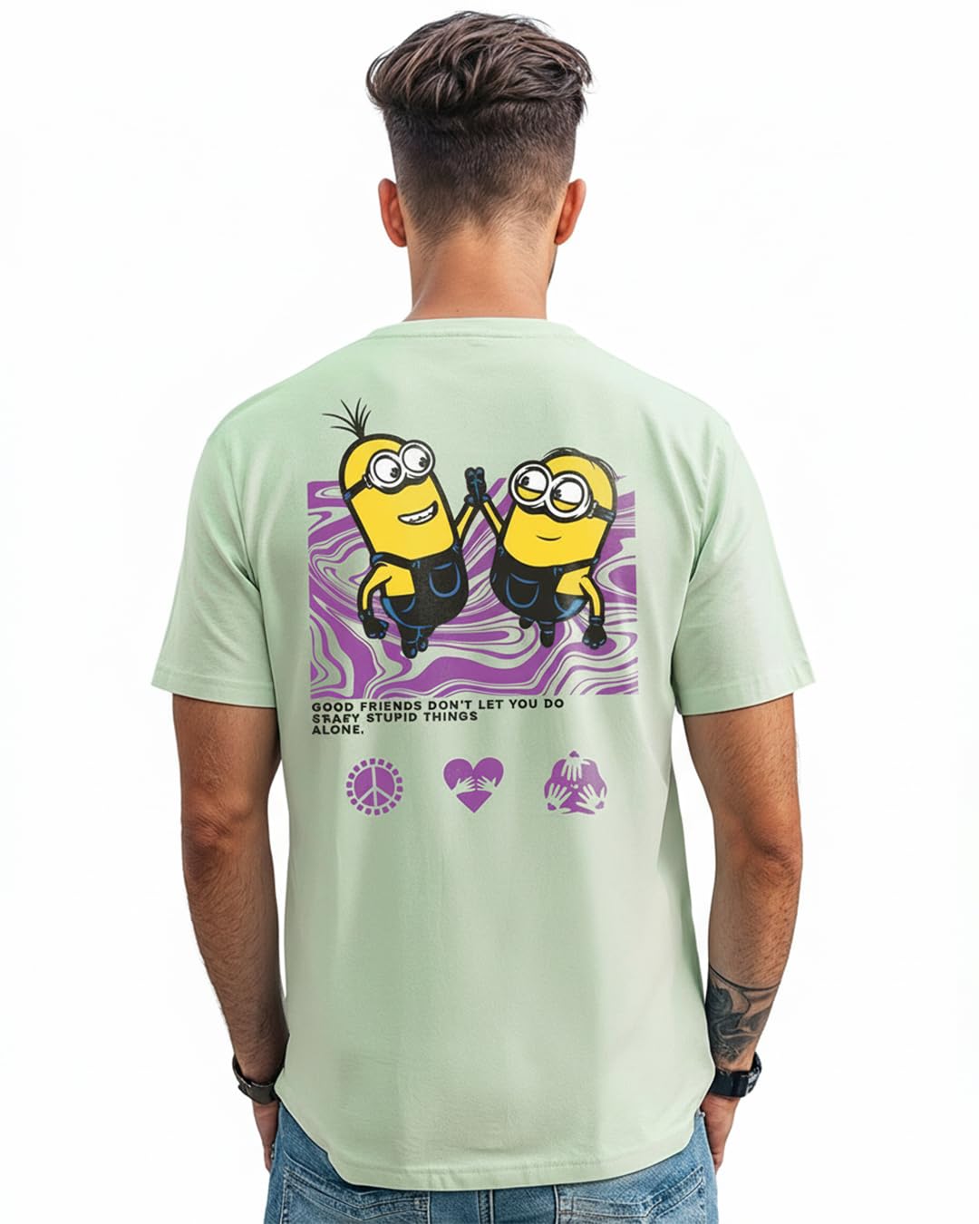 bewakoof Official Minions Merchandise Men's 100% Cotton Graphic Print Regular Fit Round Neck T-Shirt-picture-52