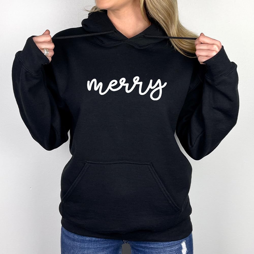 Merry Christmas Sweatshirt | Womens Holiday Crewneck | Matching Family Xmas Sweater | Kids Toddler Festive Winter Sweatshirt | Retro Merry Hoodie - Image 6