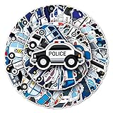MUYINGZHUO Police Car Stickers, 50PCs Pack, Vinyl Decals, Stickers for Laptop, Hydro Flask, Water Bottle, Bumper Car Planner Stickers, Stickers for Kids, Toddlers, Teens(Police Car)