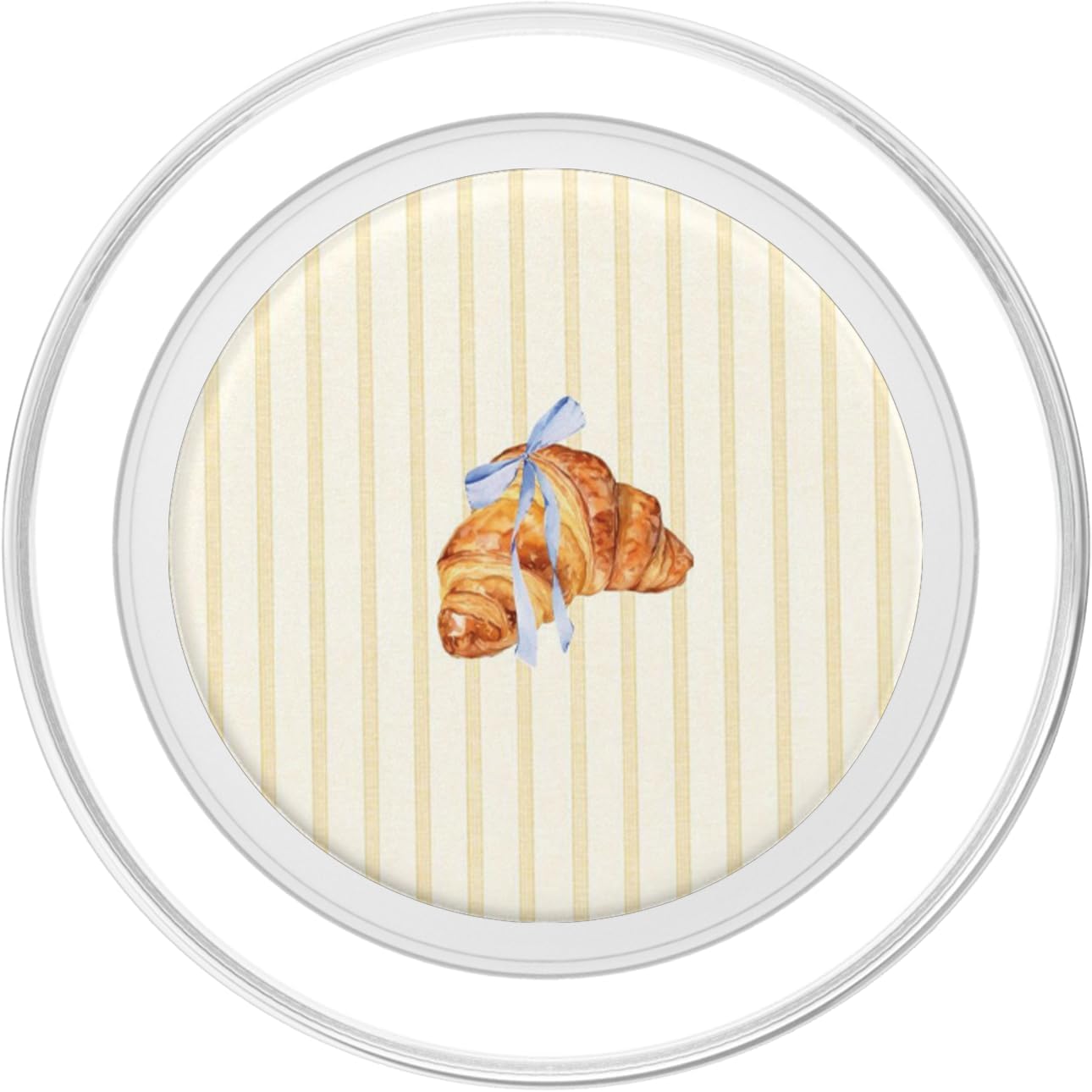 Croissant Bow Stripe Pattern PopSockets PopGrip for MagSafe