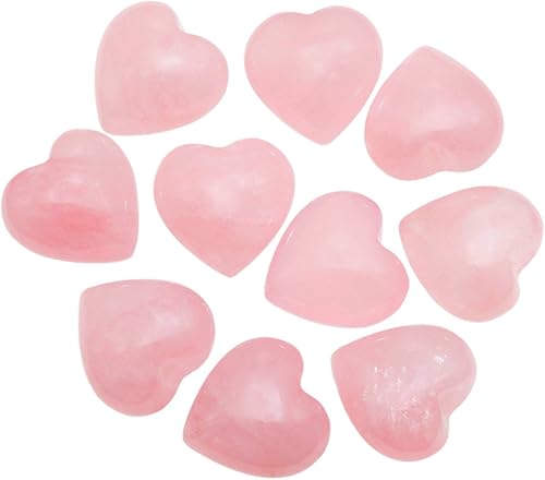 Miniatura 2 de SUNYIK Paquete de 10 palmeras curativas de cuarzo rosa natural con bolsillo y corazón, 10 unidades (0.5 pulgadas)