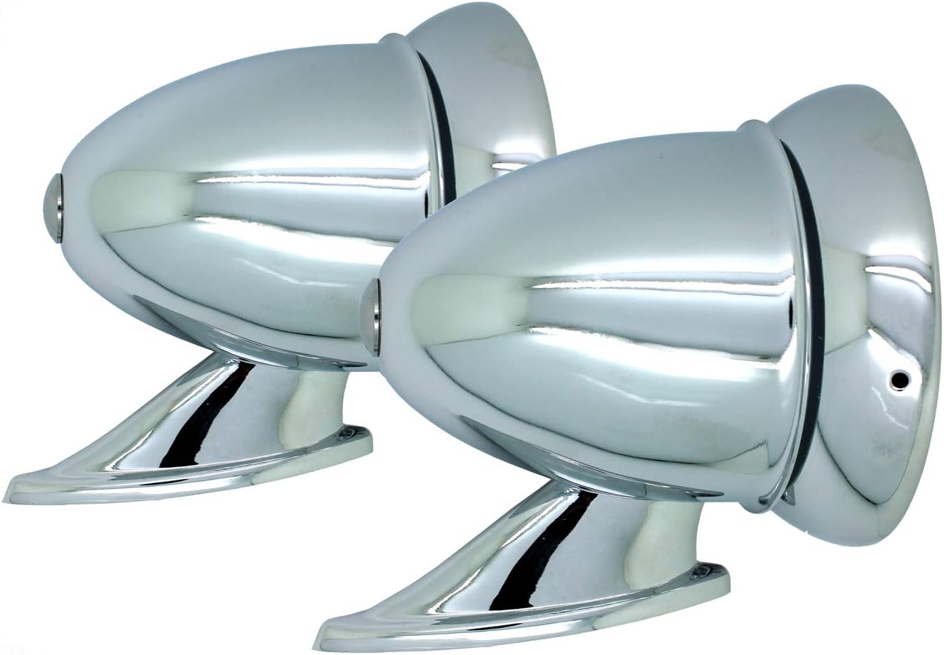New PRO-4030007 Talbot-Style Chrome Bullet Fender or Door Mount Side Mirrors Racing Vintage Classic (Pair)