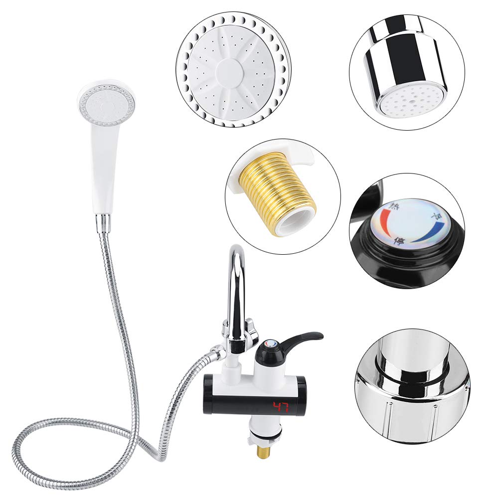 Rubinetto dello scaldacqua istantaneo, rubinetto dell'acqua calda elettrico istantaneo, rubinetto elettrico istantaneo, con display della temperatura + soffione doccia 220V(220V)