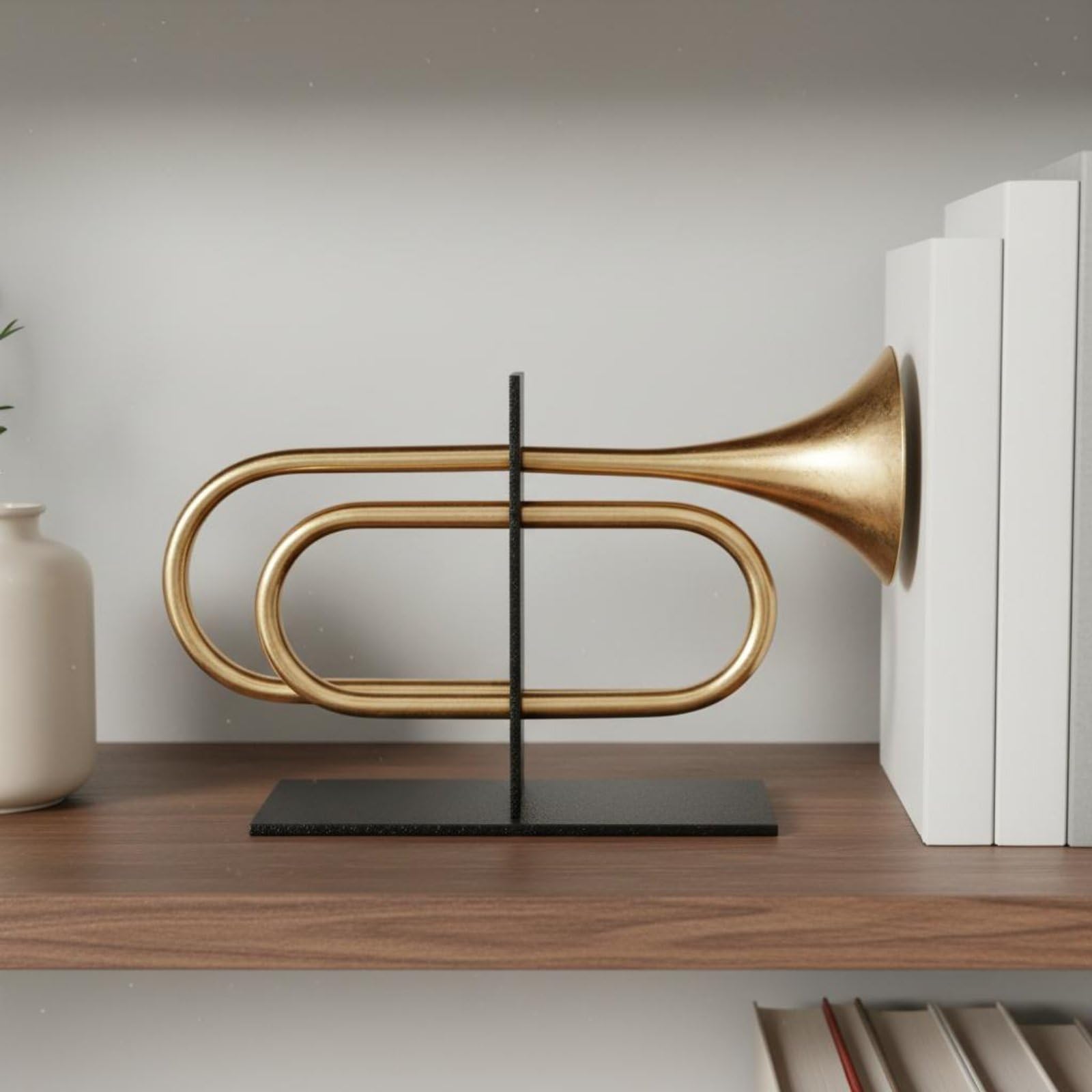Fermalibri Decorativo Tromba Fermalibro Reggilibri Supporto Libri in Metallo Stile Moderno Linee Pulite Base Antiscivolo Supporto Affidabile Adatto per Studio Libreria Sala Lettura Vetrine