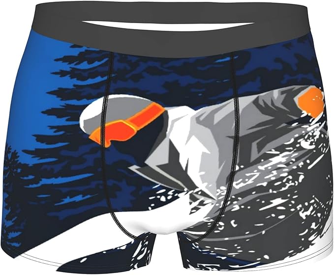 Men's Underwear, Snowboard Powder Snow,Boxer Briefs Breathable Comfort