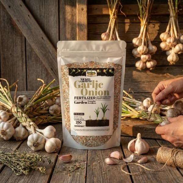 Old Cobblers Farm™ Wicked Growth Garlic + Onion Fertilizer–Nourishes Roots,Enhances Flavor, and Boosts Plant Health with Eco-friendly Slow-release Nutrients for Robust Growth (5/110/15/20 lbs) (15lbs)
