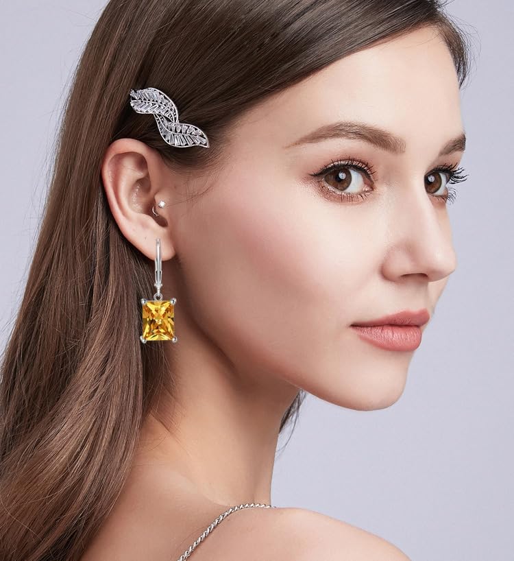 10 Pairs Dangle Earrings for women Fashion Pack- Flawless Cubic Zirconia Leverback Earrings for Teens Girls with Silver/Gold -Hoop - Image 3