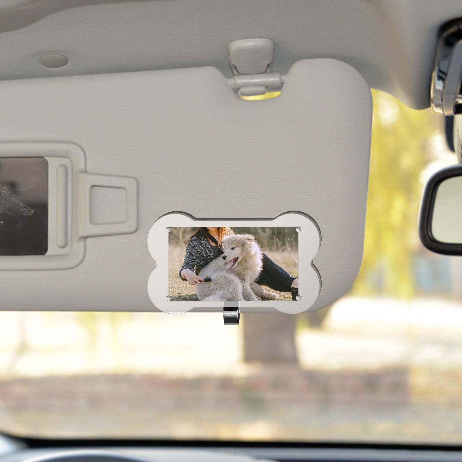 2Pcs Car Visor Photo Holder Bone-Shaped Magnetic Acrylic Picture Frame Personalized Car Accessories for Family Personal Photos — view 4