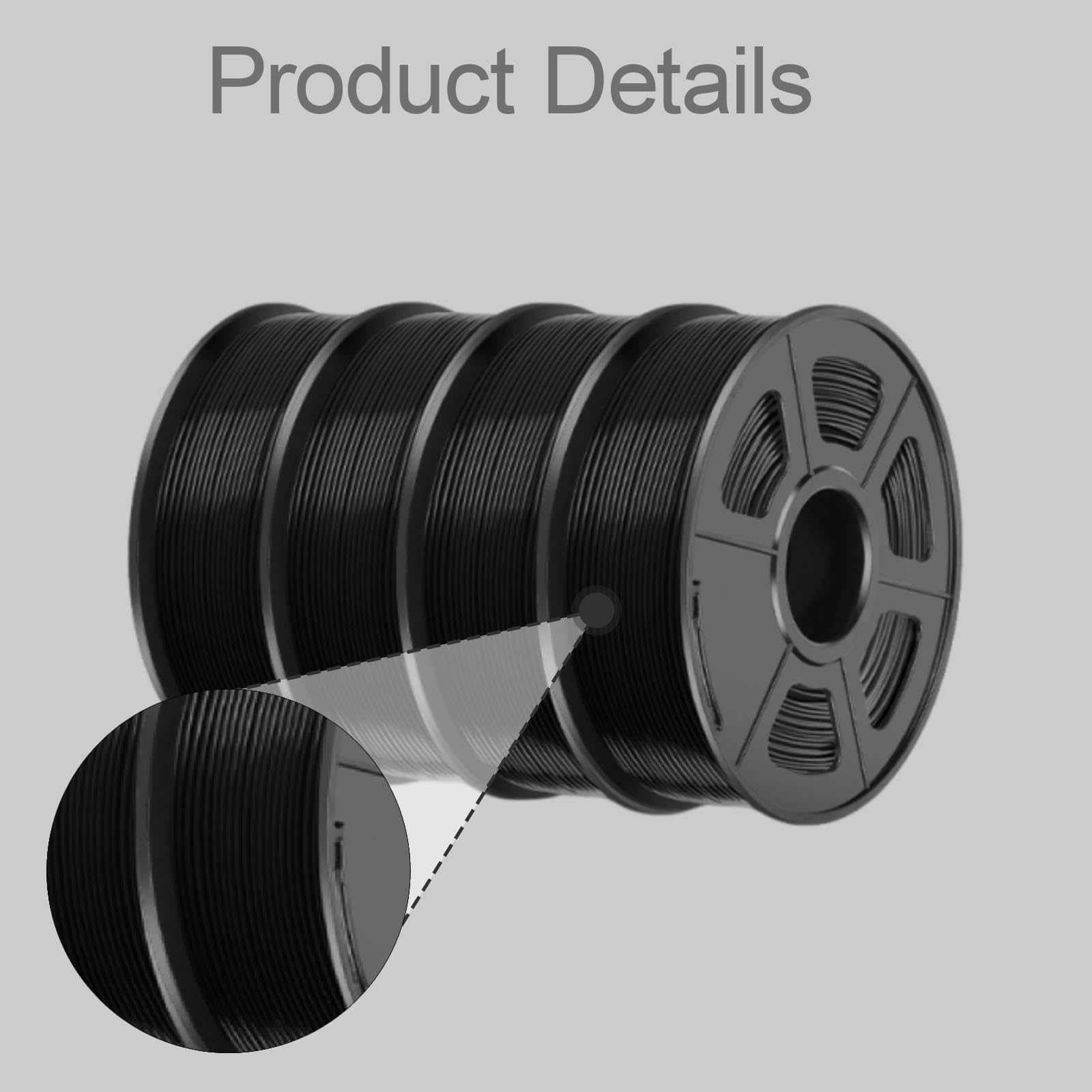 Qianly 4 para Impresora 3D, Material para Impresora 3D, Accesorio Universal Profesional Calidad, Suministros impresión Resistentes, Negro