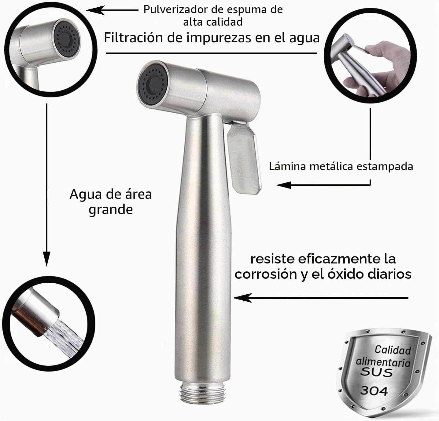 Rociador de bidé de mano para inodoro, Kit de rociador de bidé de ducha, kit de rociador de pañales, lavadora, grifo de limpieza de inodoro con manguera de ABS para lavado femenino y mascota