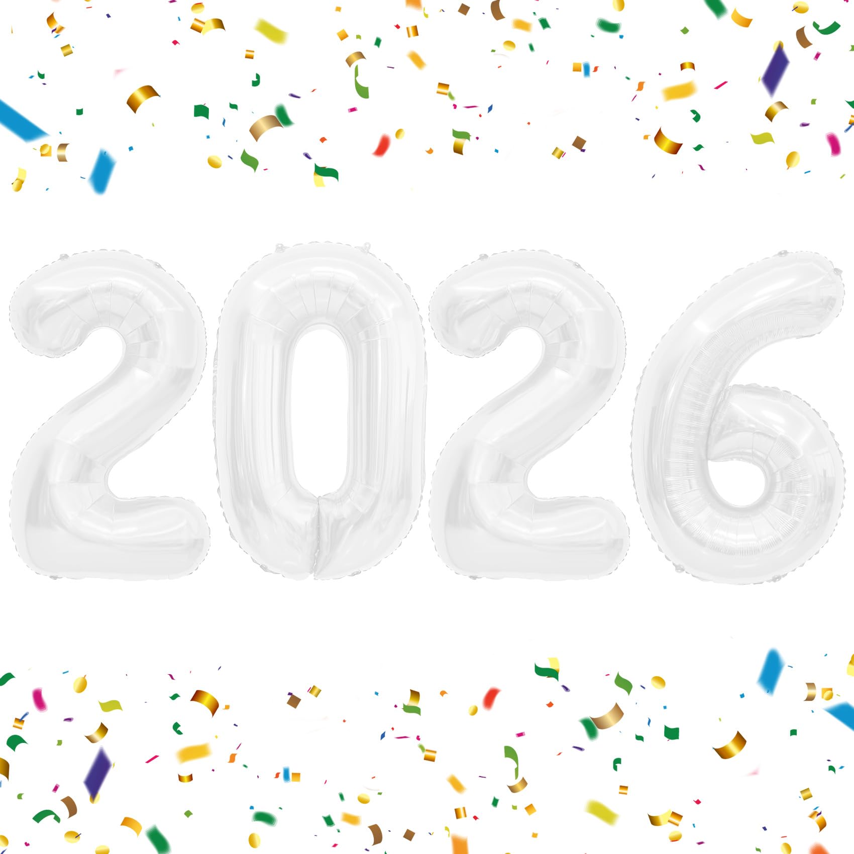 Photo 1 of 2026 Balloons White Number Balloons 2026 40 Inch 2026 Numbers for New Year Party Large 2026 Foil Mylar Balloon for 2026 New Year Eve Party Supplies Festival Birthday Anniversary Graduation Decorations