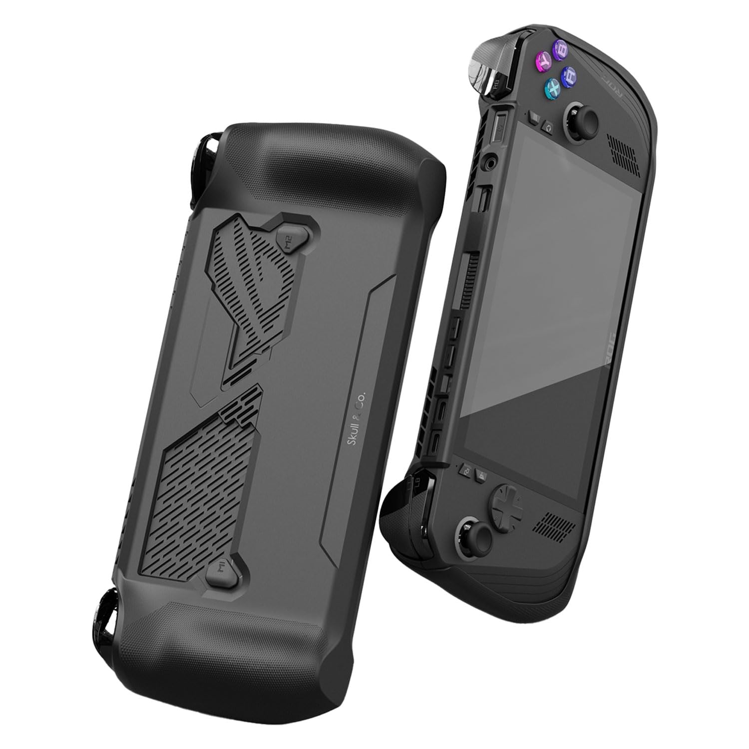 Skull & Co. GripCase Ally for ROG Ally X: A Soft Protective Case with Textured Grips Full Protection and Stand, Shock-Absorption Non-Slip and Anti-Scratch Cover Design - Black