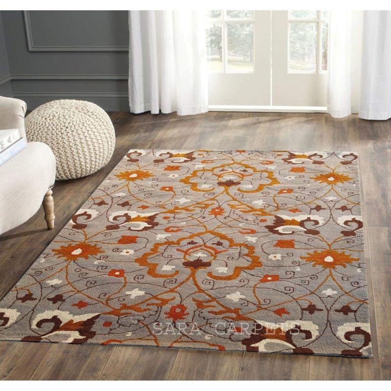 Image of Modern Abstract Hand Tufted Wool Floor Carpet for Home decore Living Room|Home and Bedroom & Hall 10x13 feet (300 x 390cm) Brown H2