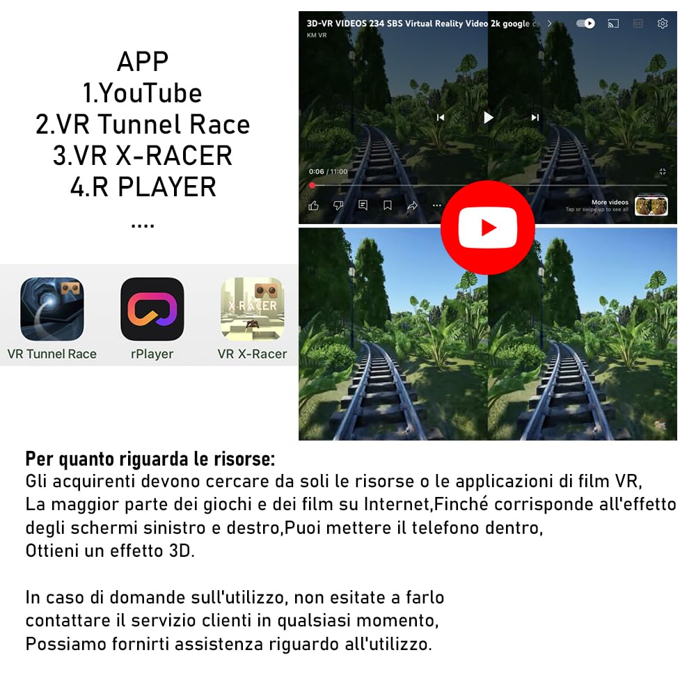 Occhiali VR, Realtà Virtuale 3D, Realtà Virtuale per Film e Giochi 3D, per Smartphone 4.7-7 Pollici [con controller]