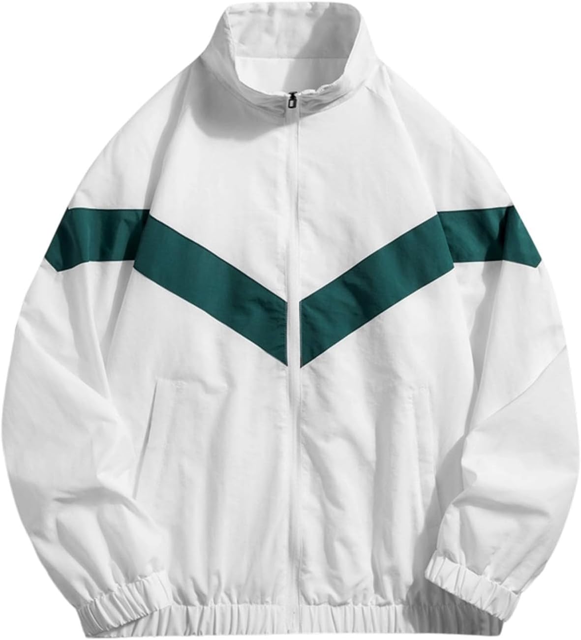 Mens Color Block Track Jacket Full Zip Up Retro Windbreaker | Color Block Track Jacket Full Zip Stand Collar Elastic Cuffs Retro Athletic Streetwear Running Travel Casual Outfits