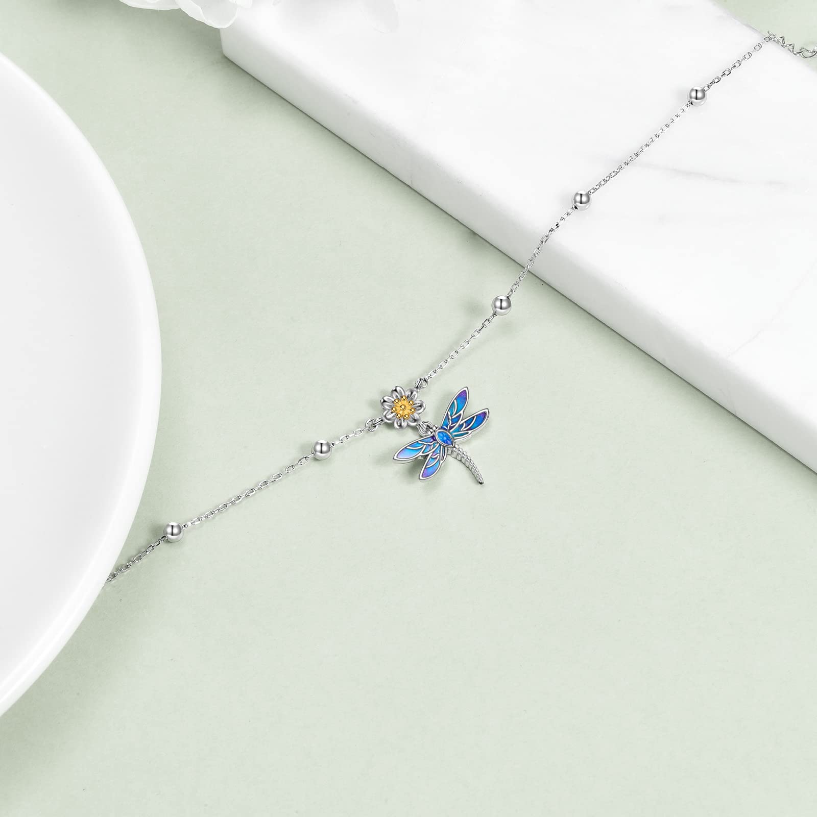 YAFEINI Abeille/Papillon/Libellule Cheville Bijoux Cadeaux pour Femmes Adolescentes en Argent Sterling Femmes Chaîne Cheville Bracelets Bijoux Cadeaux 2,5 Pouces Chaîne D'extension