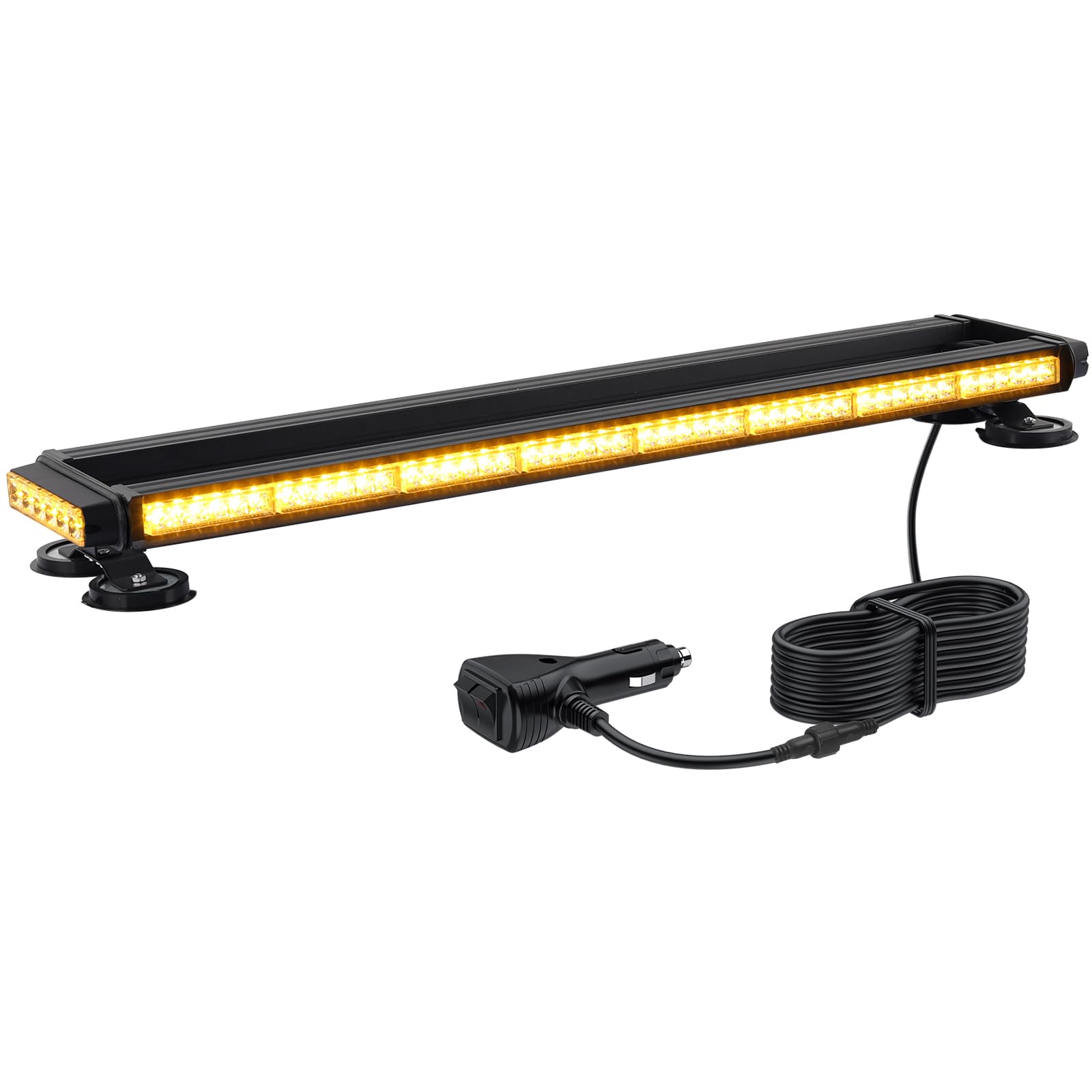 Justech 108LED Luz Estroboscópica Coche,108W Barra Luz de Emergencia,27 Modos Flash,IP65 Impermeable,Base Magnética,12 V/24 V Luces de Advertencia Ámbar con 5M Cable para Coche Camión Remolque