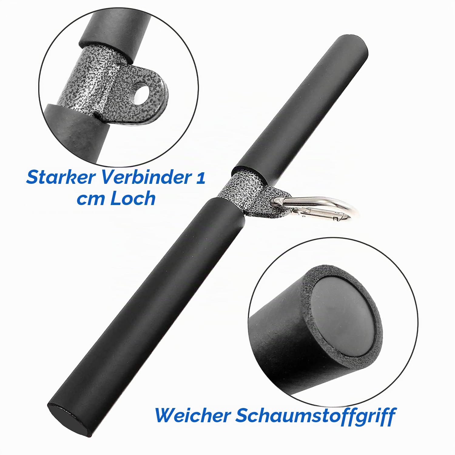 LAT-Zugstange für Kabelzug & Latzug – 40cm Gerade Stange mit Schaumstoffgriffen, Kompatibel mit Rudergeräten, Heimfitness-Zubehör und Krafttraining für Trizeps/Rücken