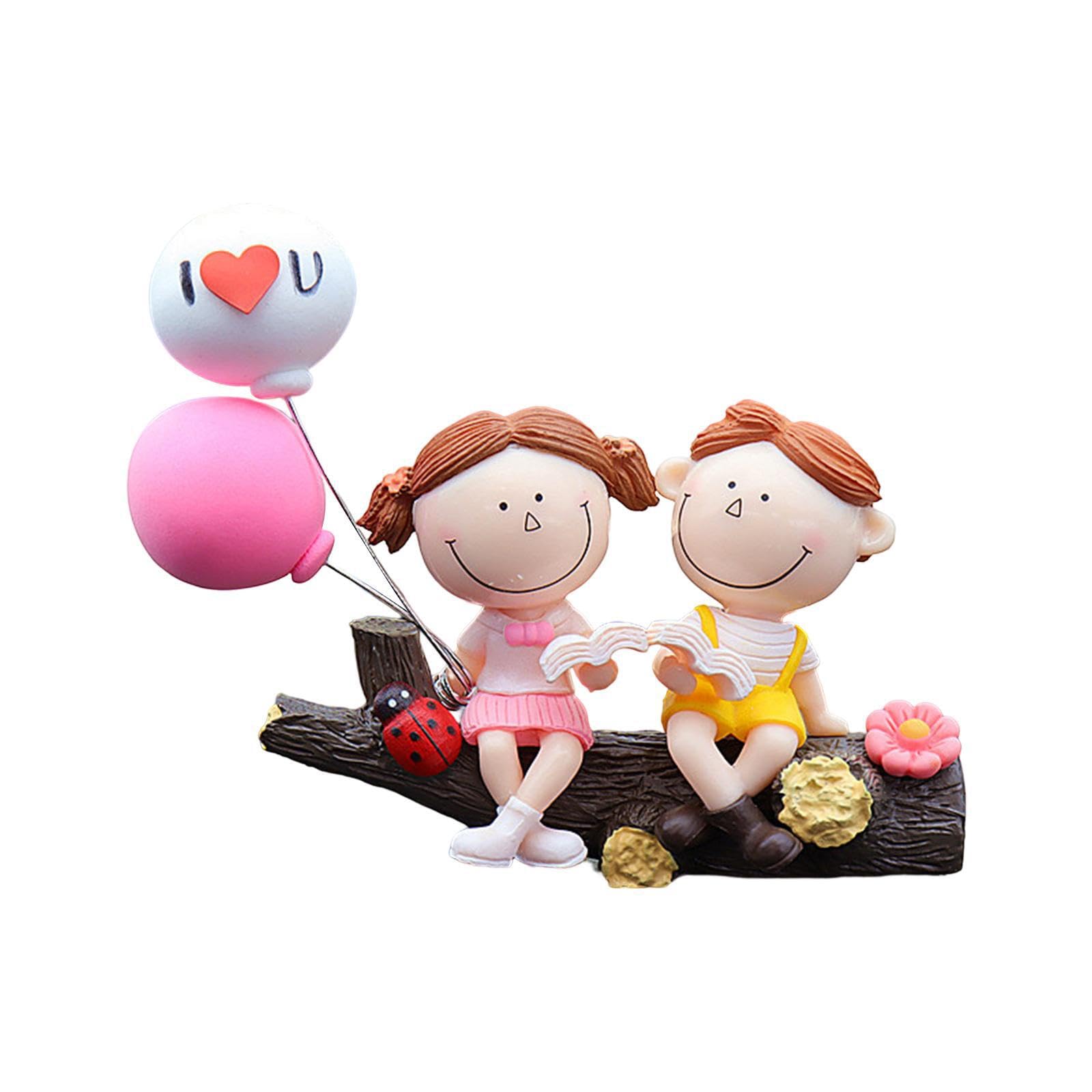 PIXZCSA Adorable Cartoon Couples Car Dashboard Decorations Cute Ornaments For Vehicle Car Dashboard Decorations Cute Cartoon Couples Sturdy And Durable Couple, Tree branch reading