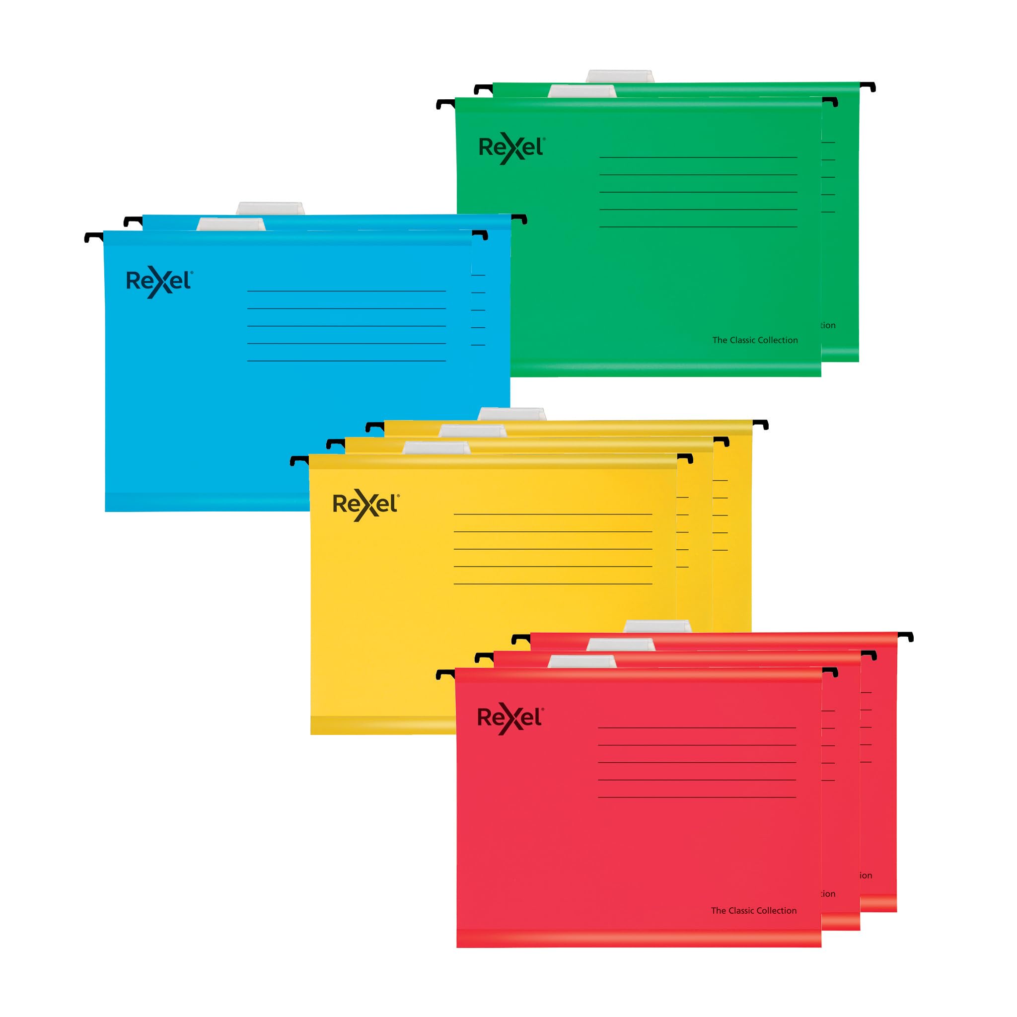 Rexel Classic A4 Reinforced Suspension Files For Filing Cabinets15 mm V Base100 Percent Recycled CardAssorted ColoursPack from B&Q