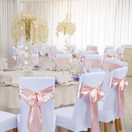 Vista 70 de Babenest - 10 lazos para sillas de satén para bodas, banquetes o fiestas de Navidad, baby shower eventos decoración (dorado)