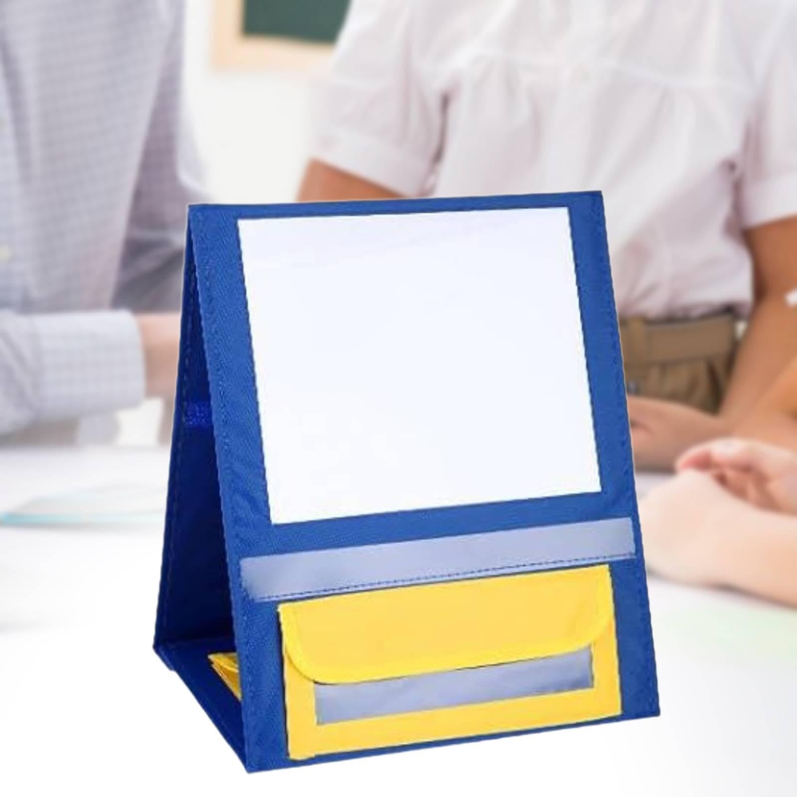 Lavagna Da Tavolo con Due Lati Cancellabili Espositore Pieghevole Portapenne E Tabellone Tascabile in Tessuto Oxford Supporto Educativo per Bambini Ad, Blu