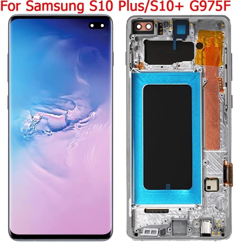 SHOWGOOD 6.4" for Samsung Galaxy S10 Plus LCD Screen Display with Frame for Samsung S10+ G975F G975U G975A Display Touch Screen LCD (TFT Gold Frame)