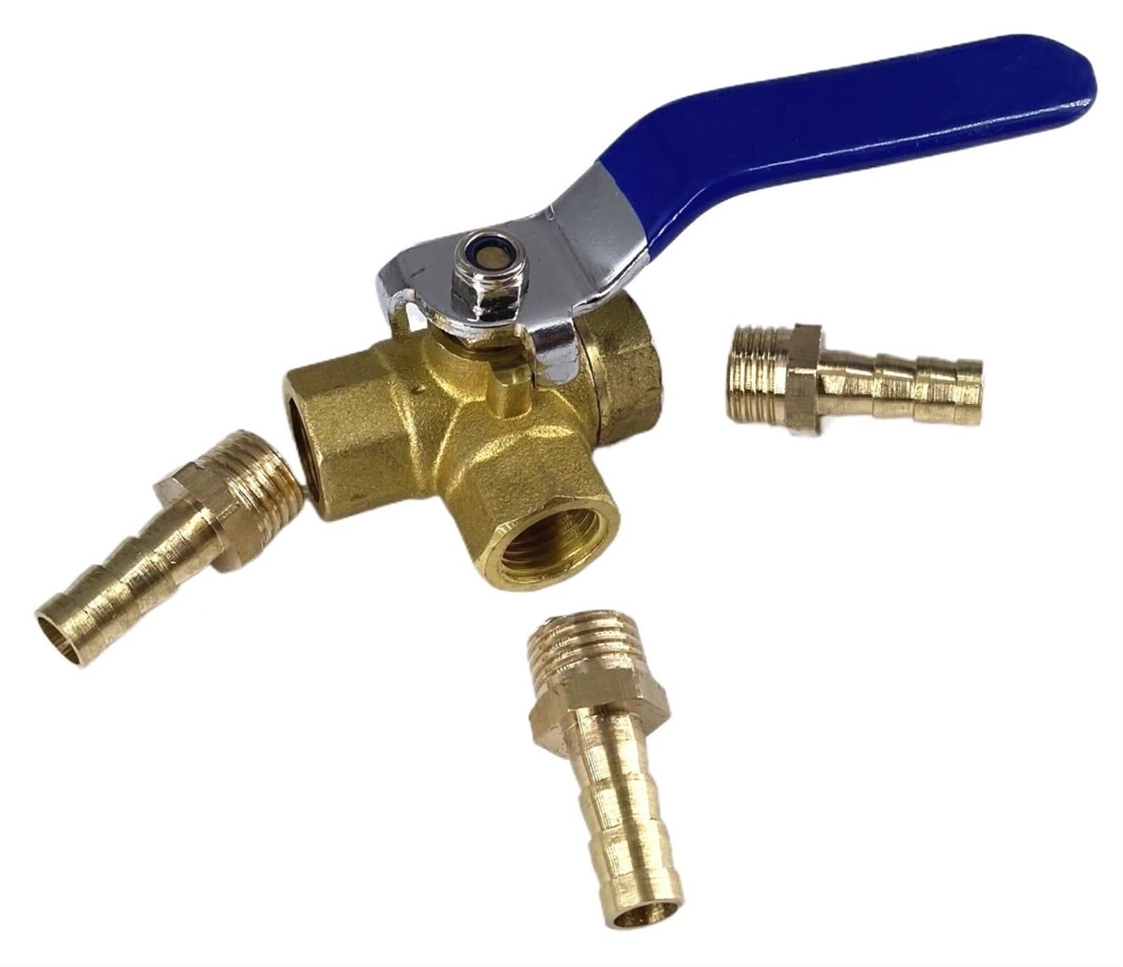 Vanne à boisseau sphérique 3 voies laiton 1/2 taraudé connecteur gaz eau air 6mm