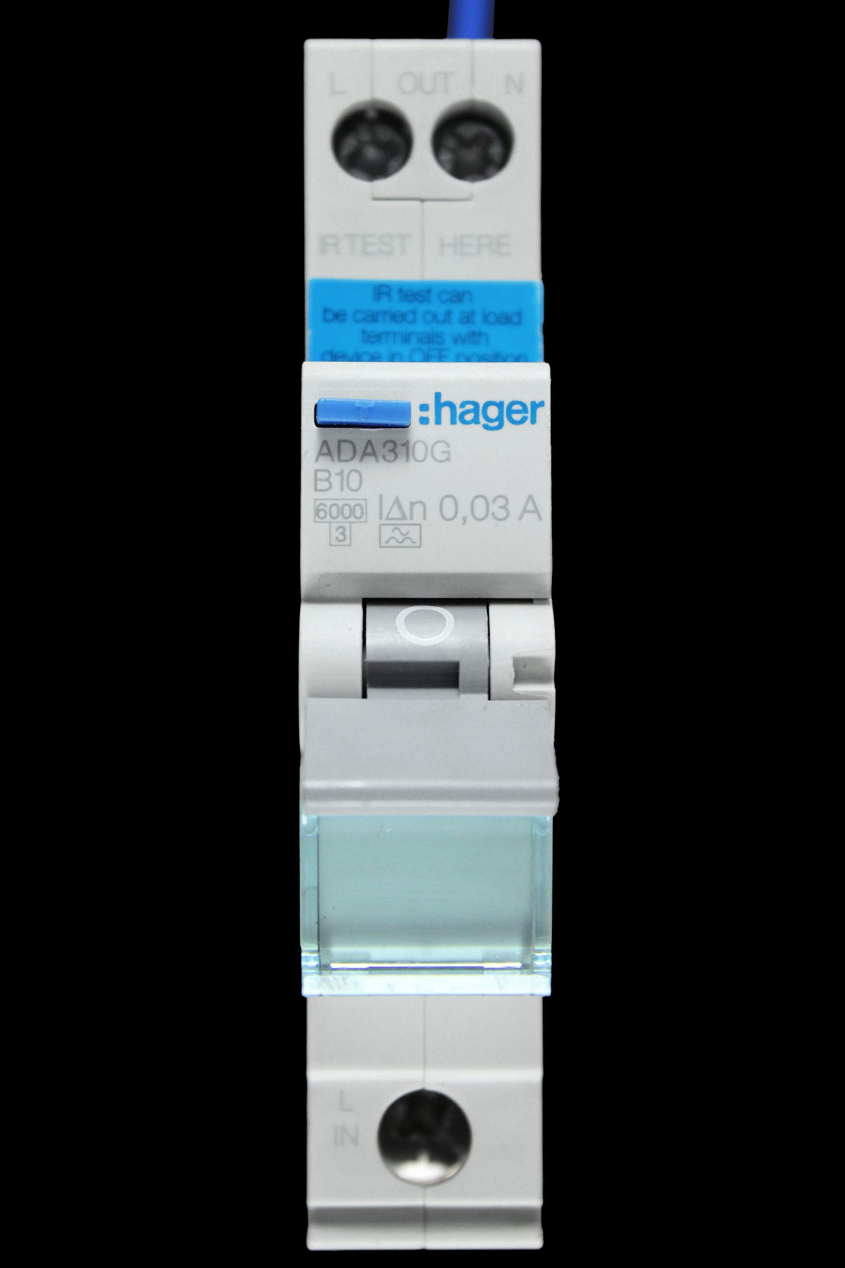 Hager 10 AMP TYPE B 6kA 30mA RCBO ADA310G