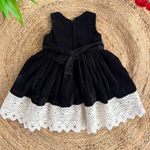 Image of Stanwells Kids Dress for Girls Black Velvet Baby Fancy Frocks for Baby Girls
