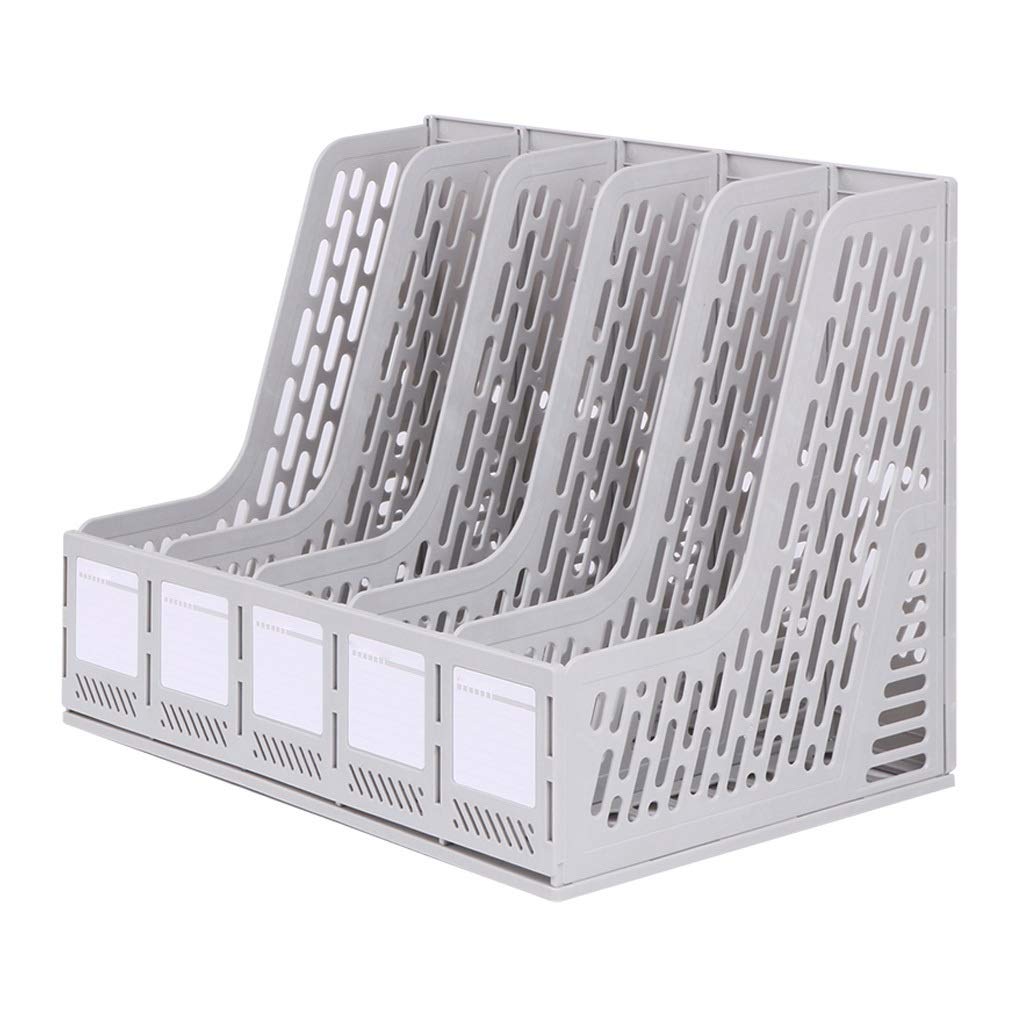 YCYGFile Shelf Magazine, Holder Desktop Organizer, 5 Upright Sections, Document Letter Tray Holder Desk Accessories Organization Supplies For Office Home, Gray
