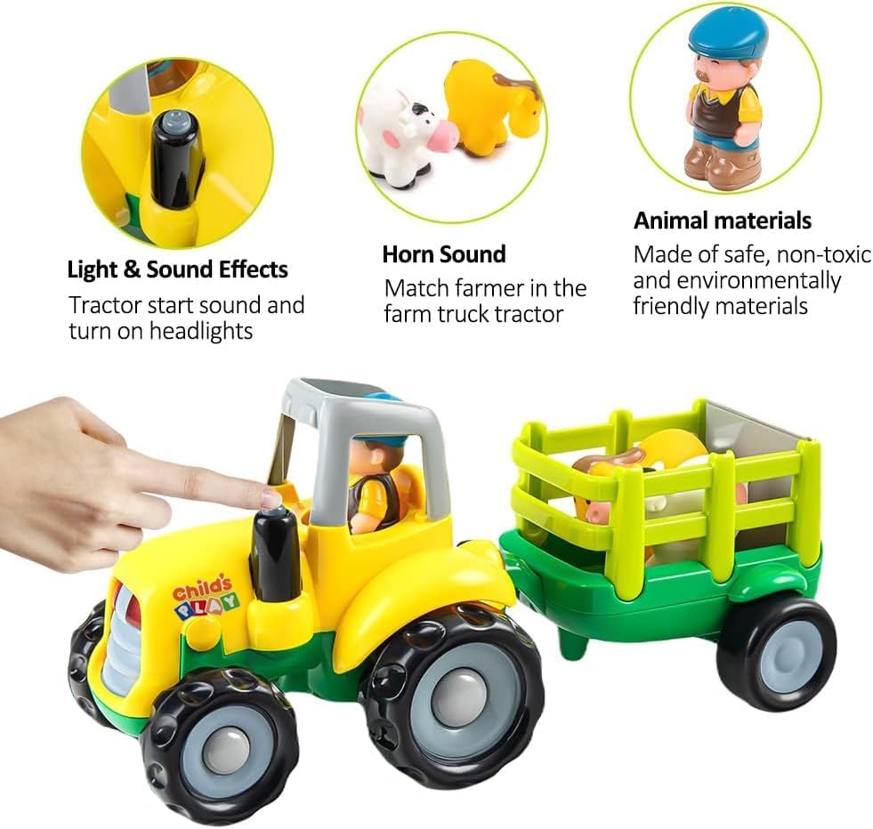 Miniatura 2 de Juguetes de tractor, juegos de tractor, adecuados para niños pequeños, vehículos de granja con efectos de luz y sonido, vienen con un conductor y