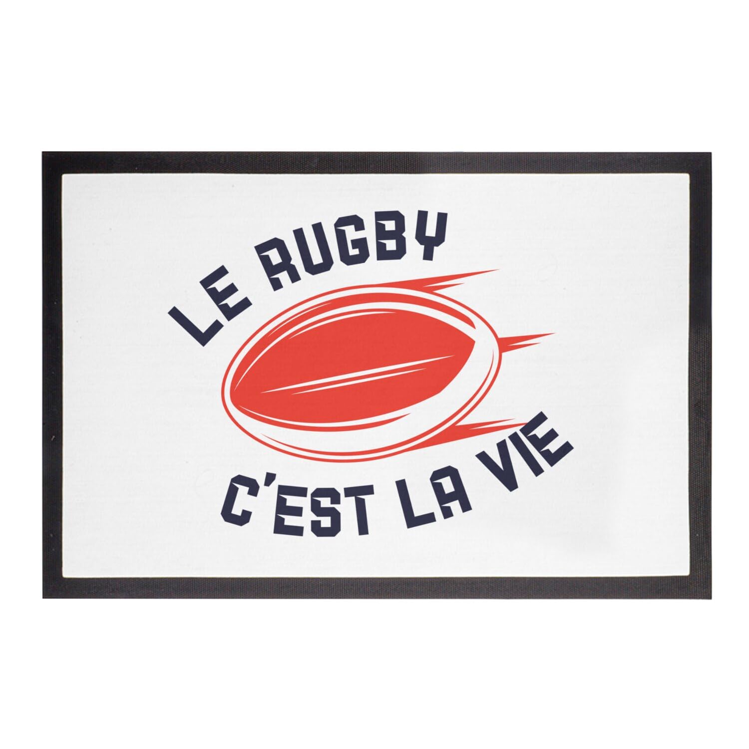Paillasson rugby 60x40 cm tapis d'entrée blanc supporter de sport