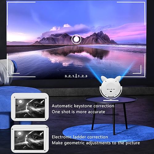 Miniatura 3 de Mini proyector con WiFi y Bluetooth, proyector de películas portátil con rotación de 180°, compatible con Full HD 1080p, Keystone vertical