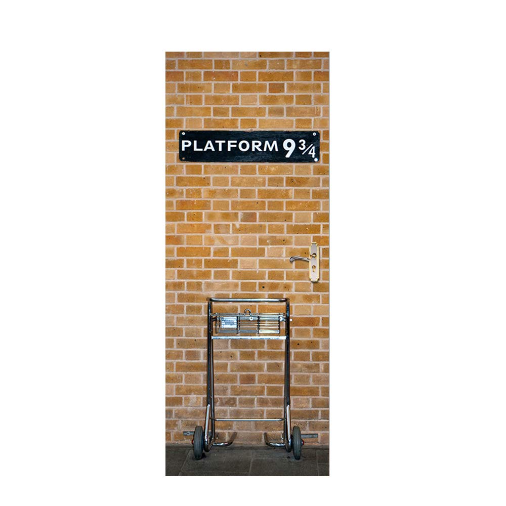 Adesivo Murale Per Porta 'King's Cross Platform 9 3/4' - Dimensioni 88x200 Cm, Ispirato A Harry Potter