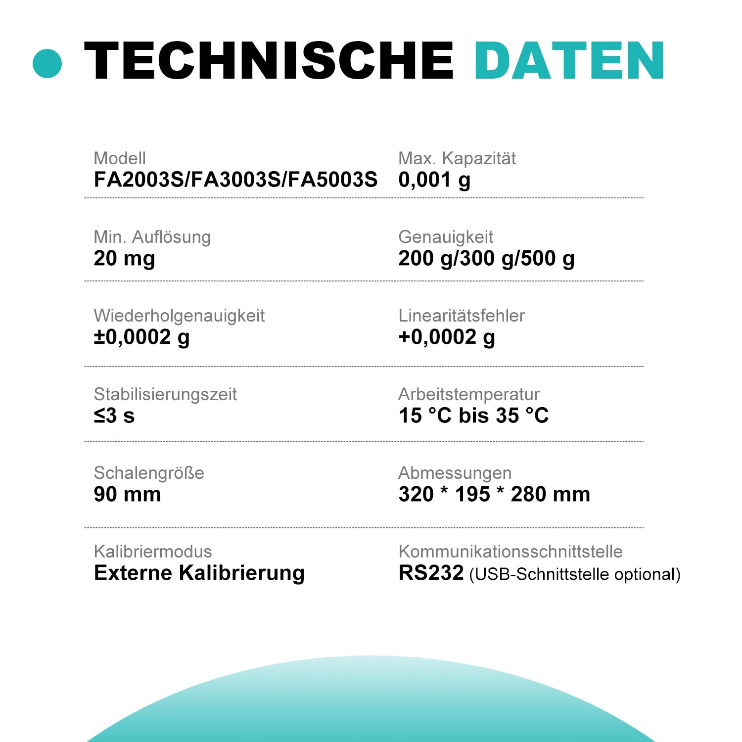 JOANLAB Analysenwaage 500g x 0,001g Hochpräzise Laborwaage Externe Kalibrierung Beleuchtete LCD-Anzeige FA5003S