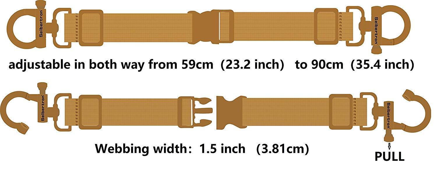 Adjustable Utility Sissy Bar Straps Travel Accessories Design For Seibertron Motorcycle Molle Bag Or Backpack Fit For Tall Sissy Bar Or Luggage Rack with Quick-Release Buckle Khaki