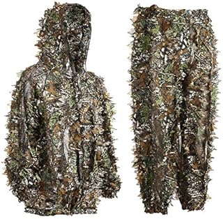 EAmber Ghillie Suit Youth 3D Leaf Camo Camouflage Lightweight Clothing Suits for Jungle Hunting, CS Game, Airsoft, Wildlife Photography or Halloween