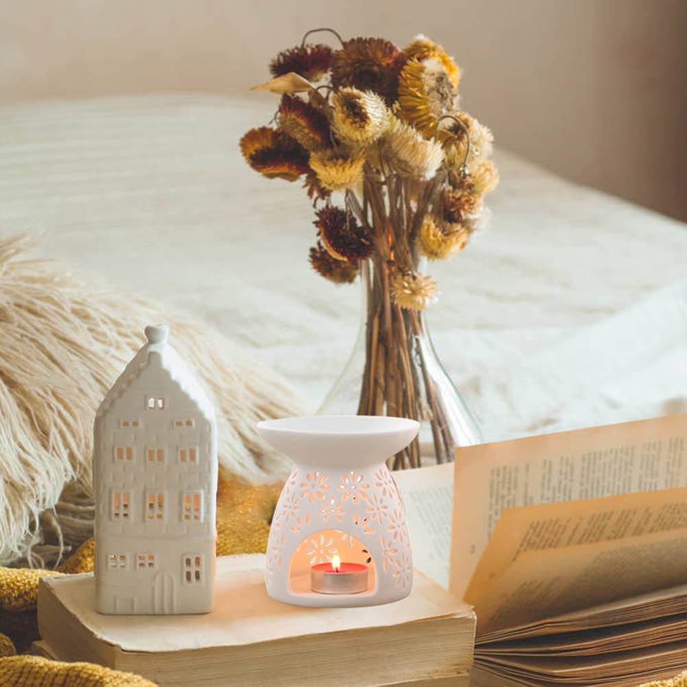 KKPLZZ Ceramiczne palniki wosku do topienia wosku, palnik do olejków eterycznych palniki aromatyczne aromaterapia uchwyt świeca zapachowy dyfuzor dekoracja do domu sypialni