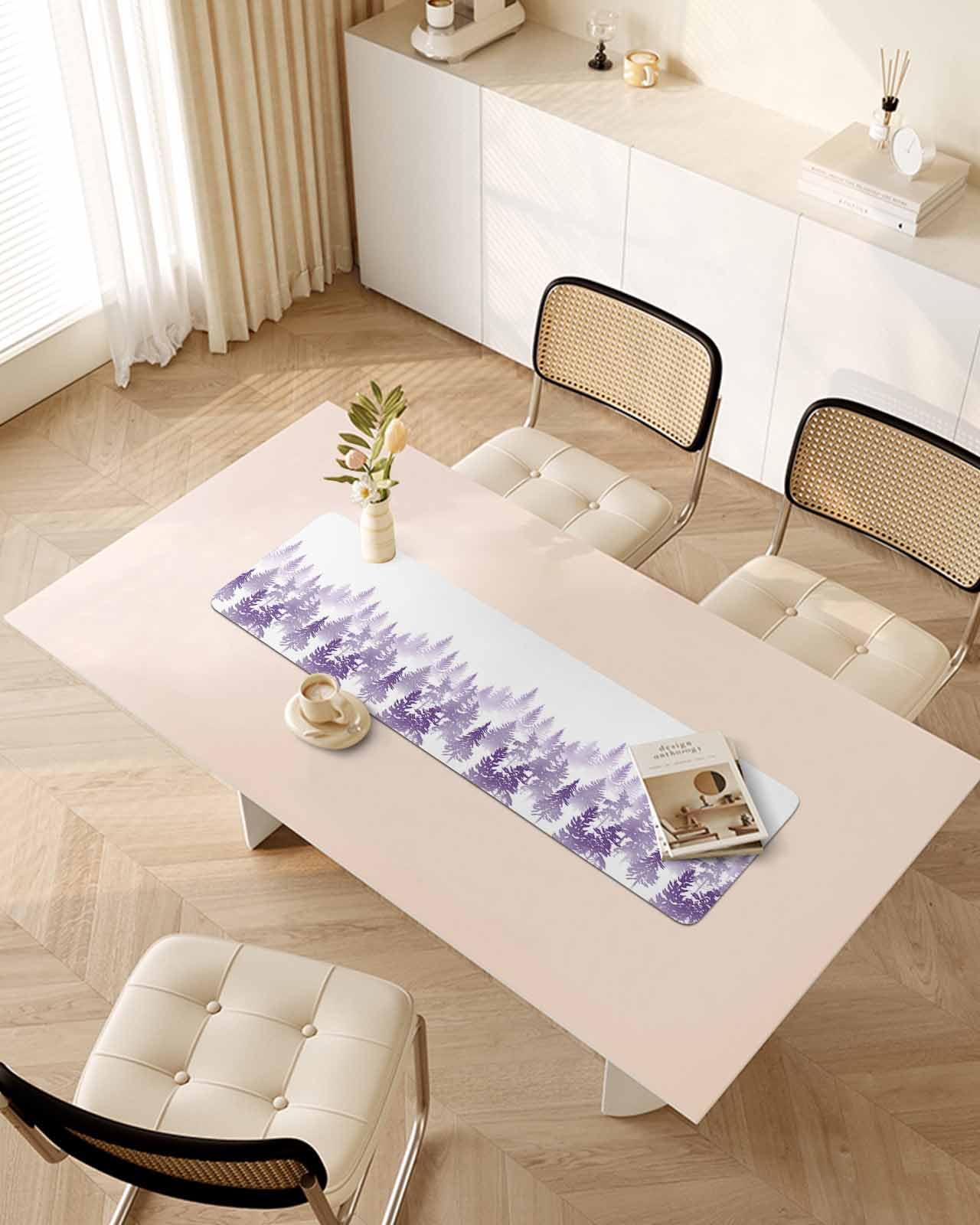 Debedcor Heat Proof Table Pads Waterproof Decorative, Purple Forest Non-Slip Table Countertop Protector, Modern Abstract Art Purple Trees Insulation Mat for Dining Room, 48 x 12 Inches