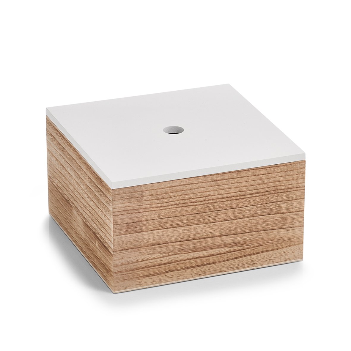 Zeller - Set di 3 scatole portaoggetti, ca. 16 x 16 x 8 cm, 20 x 20 x 11,2 cm, 24 x 24 x 14 cm, Colore: Bianco/Naturale