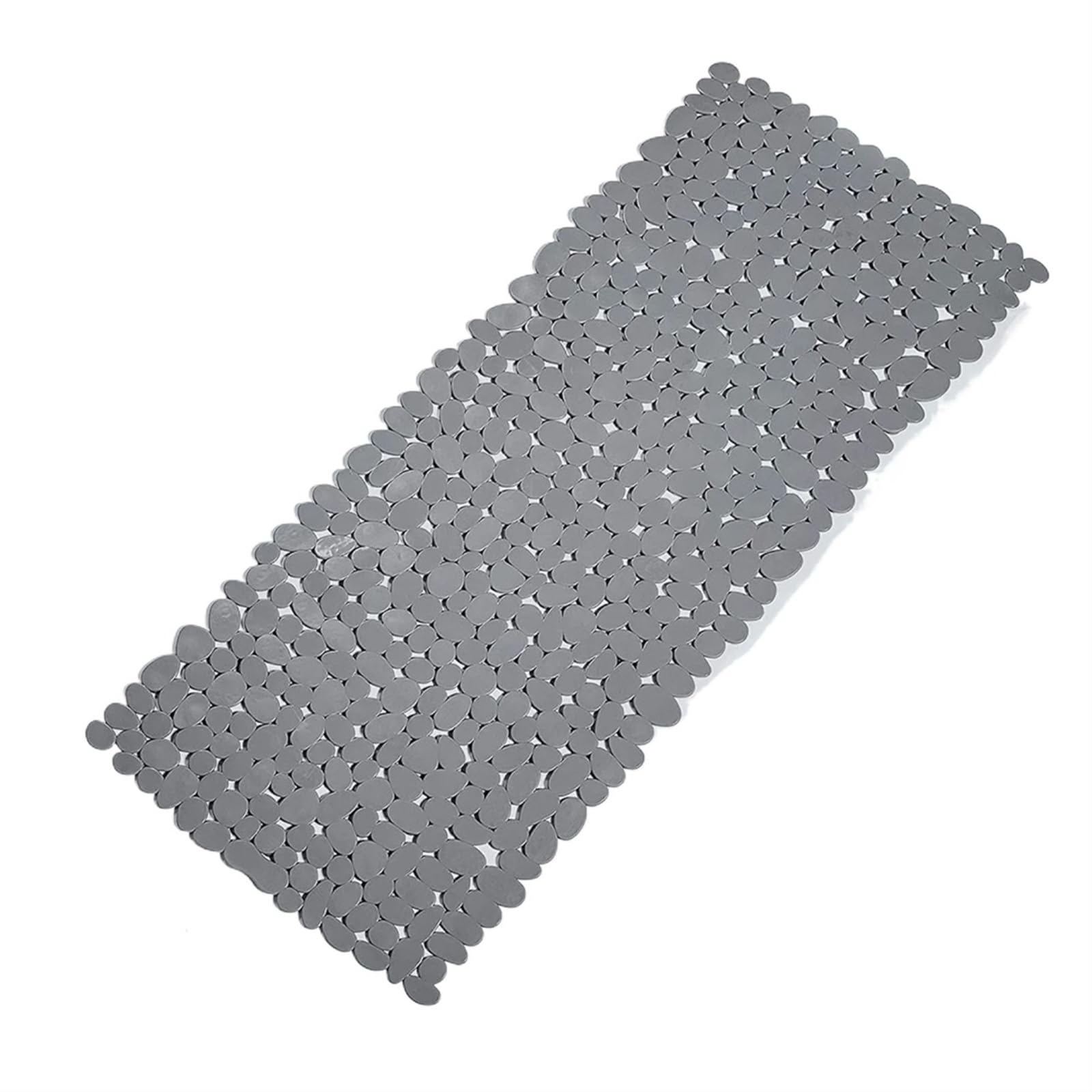 Shower Mat Non-Slip Bath Tub Shower Mats Pebble Shape Machine Washable Bathtub Mat With Drain Holes Suction Cups For Bathroom(Grey,70x36cm)