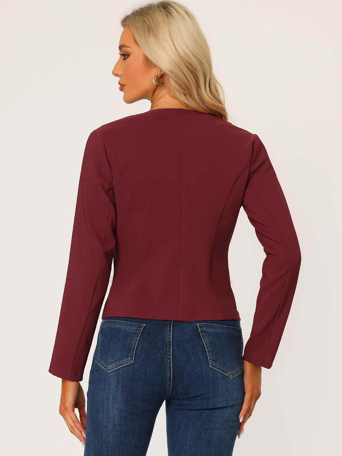 Allegra K Women's Blazers Casual Jackets Long Sleeve Button Down Cropped Blazer Work Office Business Jacket