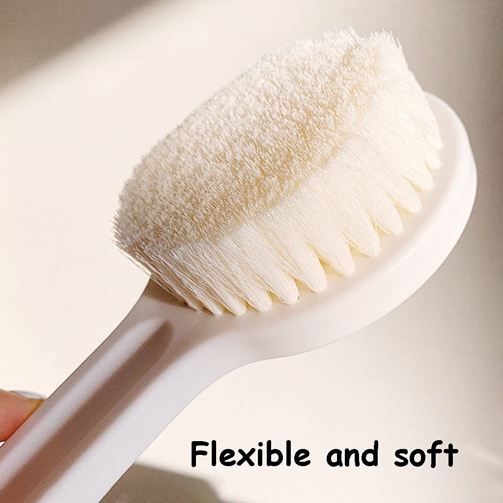 Cepillo para la Piel Cepillo de baño Blanco Simple, Cepillo para Frotar la Espalda con Mango Largo Antideslizante, Las Personas Mayores limpian Sus cuerpos con Facilidad
