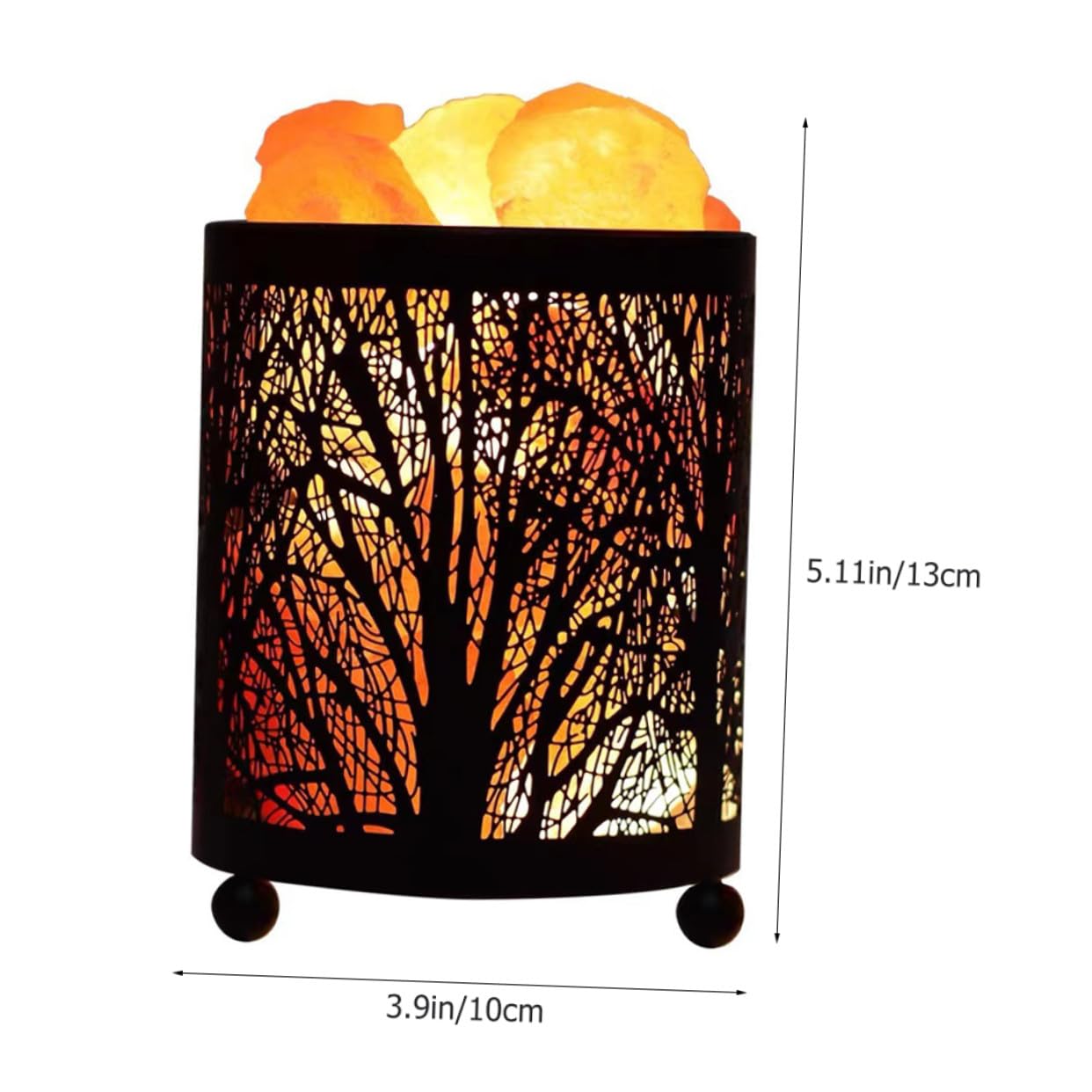 Lampe à Sel Décorative Élégante en Fer, Cylindre Noir, avec Ampoules