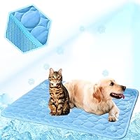 MeiLiMiYu Washable Ice Silk Dog Cooling Mat 20x16in Self-Cooling Pad for Pets 10-30lbs Indoor Outdoor Car Seats Blue