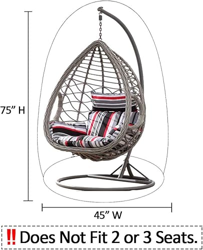 Miniatura 4 de Xinjiuz Funda para silla de huevo para colgar en el patio, impermeable, con cremallera, protector de muebles para exteriores, funda para silla de
