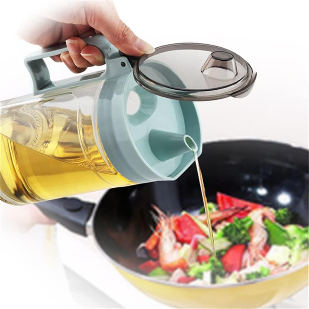 Kitchen Pot Glass Oil Multi-use Cook Oil Bottle Leakproof Glass Bottle Soy Sauce Vinagre Batcher Can Pot Utensil Kitchen (Color : Green, Size : 650ml)