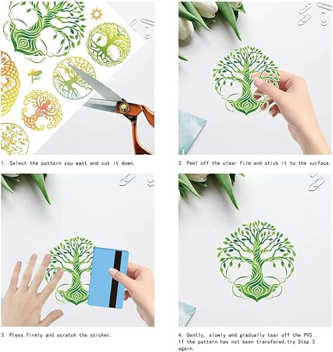Miniatura 3 de CRASPIRE Calcomanías de pared de árbol de la vida, calcomanías de ventana de árbol, impermeables, extraíbles, de vinilo, arte de pared para jardín,