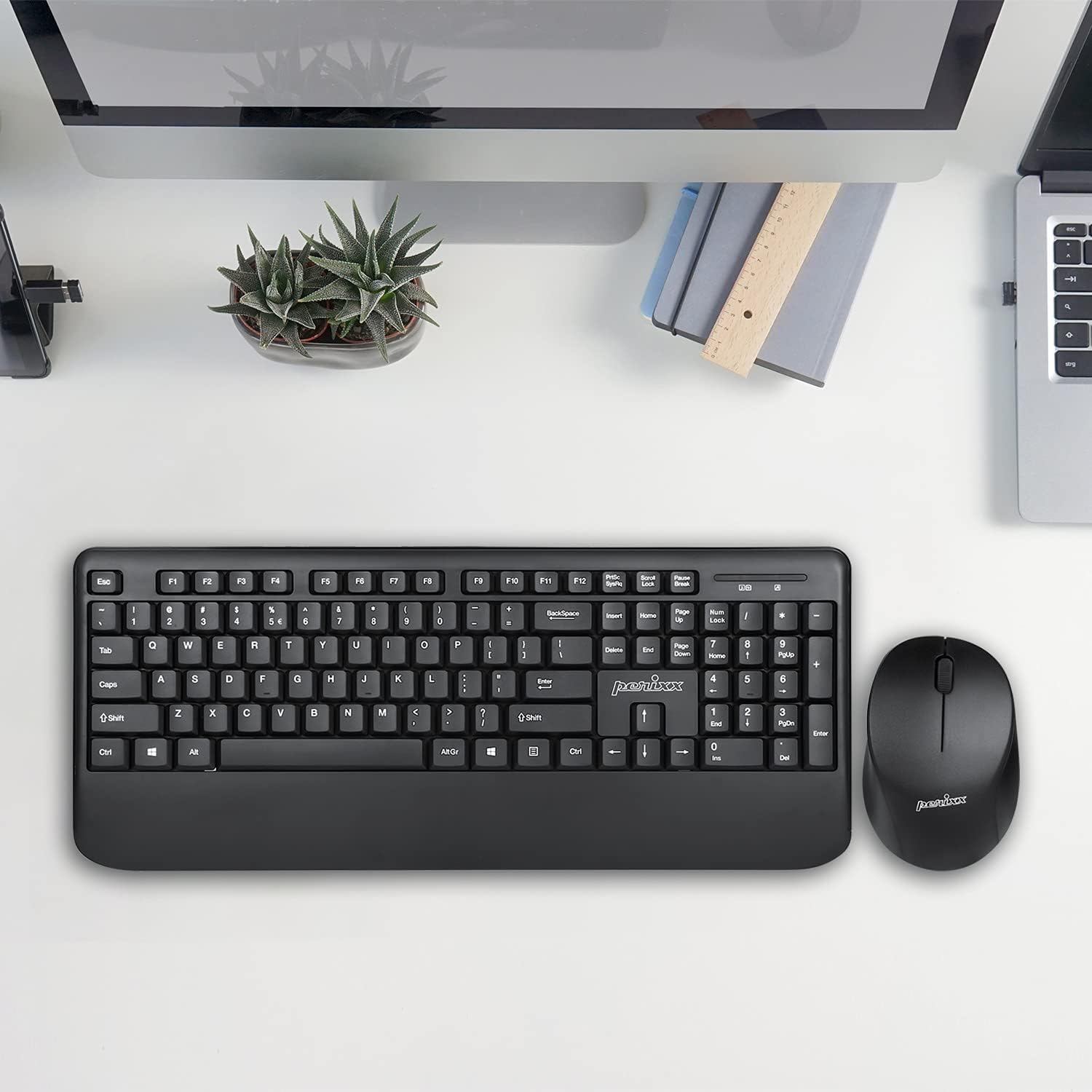 Perixx PERIDUO-714, Wireless Standard Keyboard and Mouse Combo Set, Black (11668)